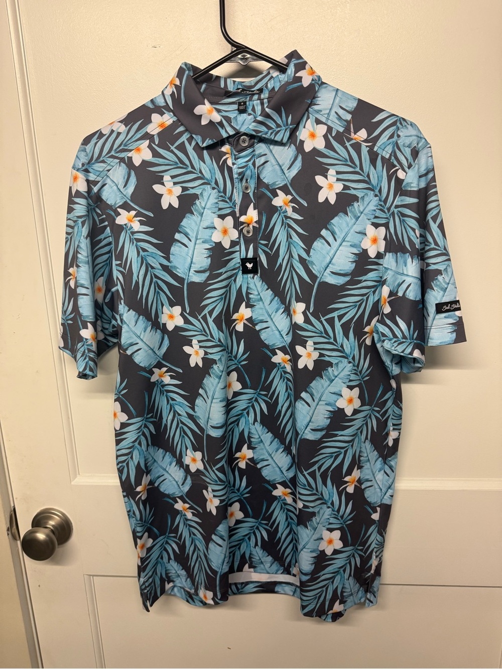 Men's BadBirdie Tropical Floral Polo Shirt - Blue Floral
